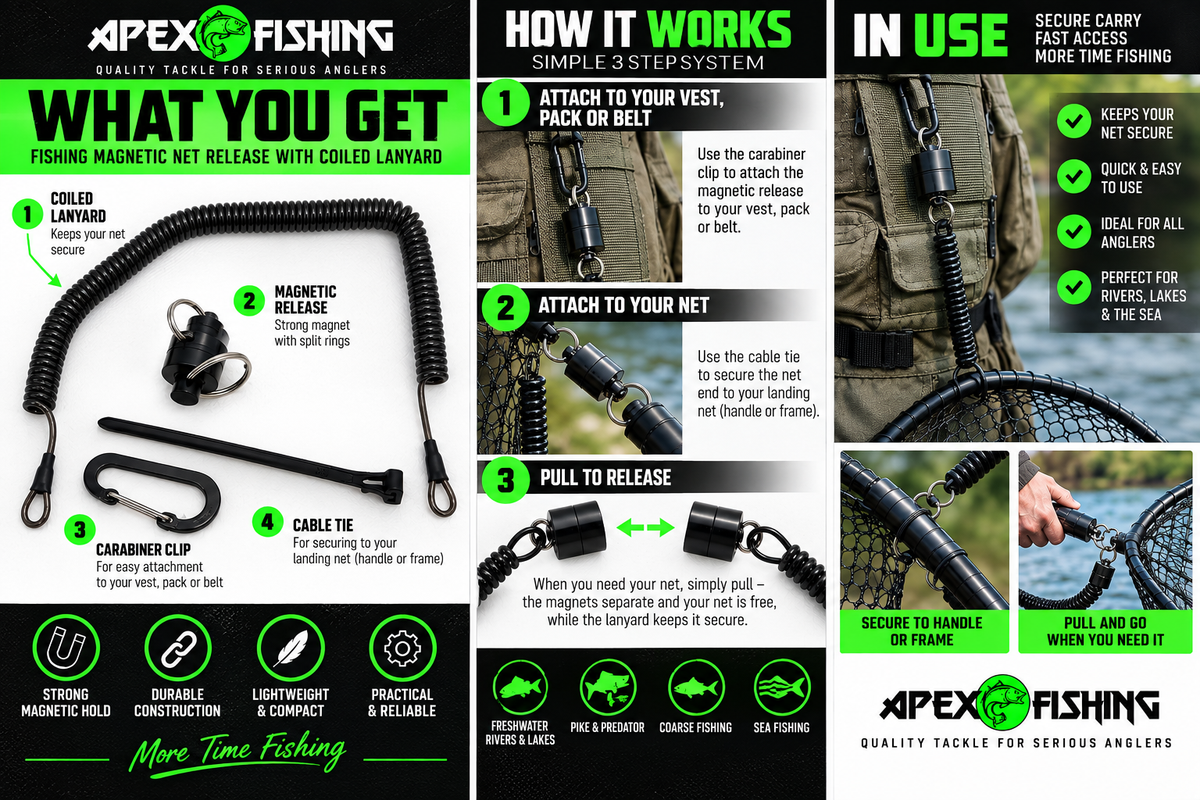 Apex Fishing Magnetic Net Release with Coiled Lanyard