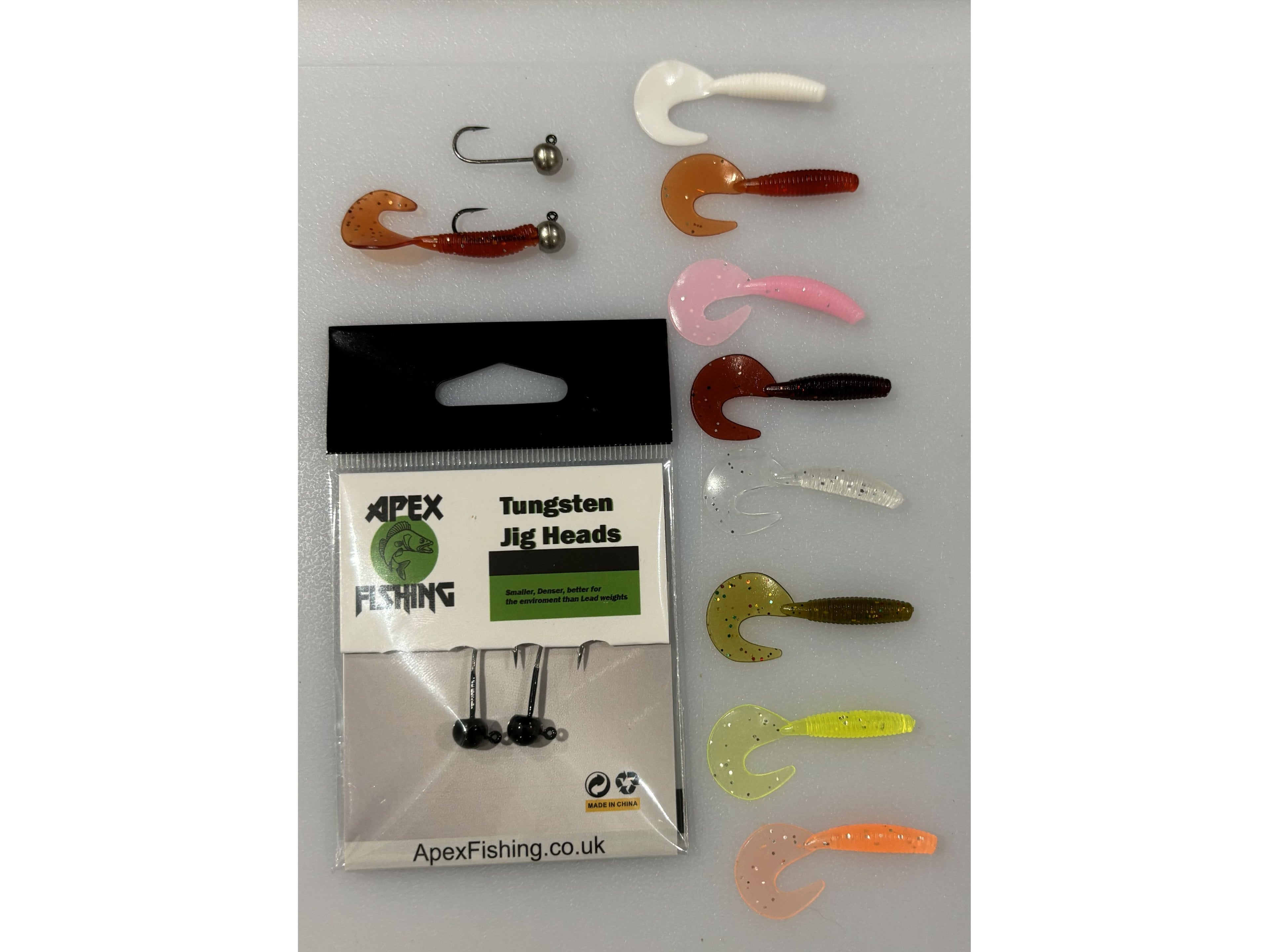 Tungsten Jig Heads + 10 Soft Plastic Grubs | Ultralight Lure Fishing Kit | Perch