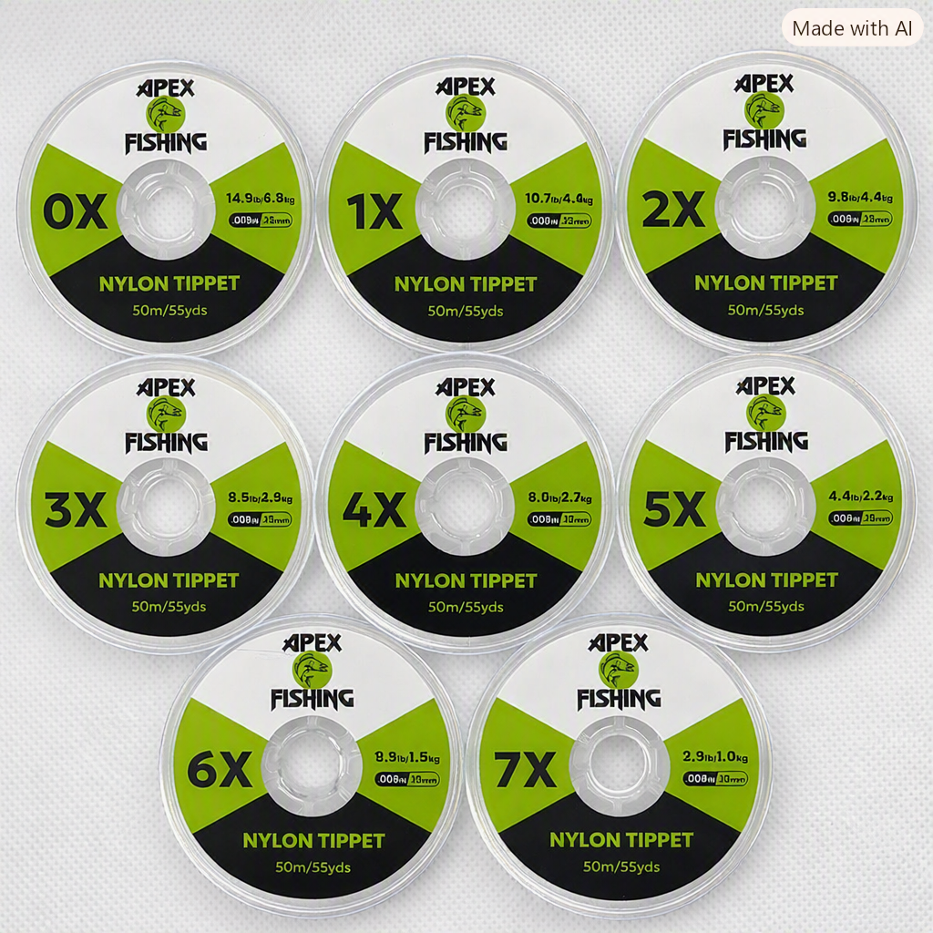 Apex Fishing Clear Nylon Fly Fishing Tippet – 50m / 55yds – 0X to 7X