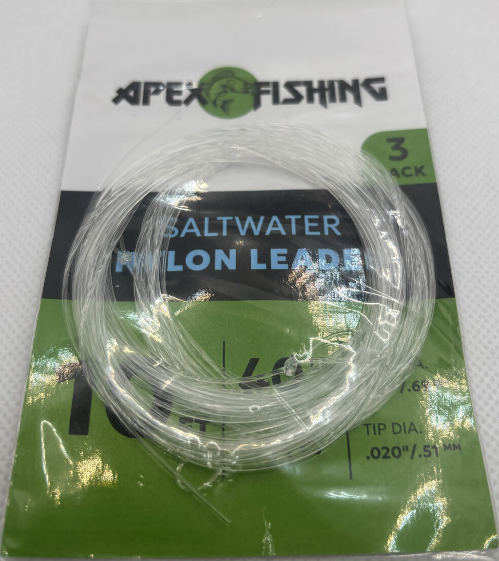 Apex Fishing Saltwater Nylon Tapered Leader with Pre-Tied Loop