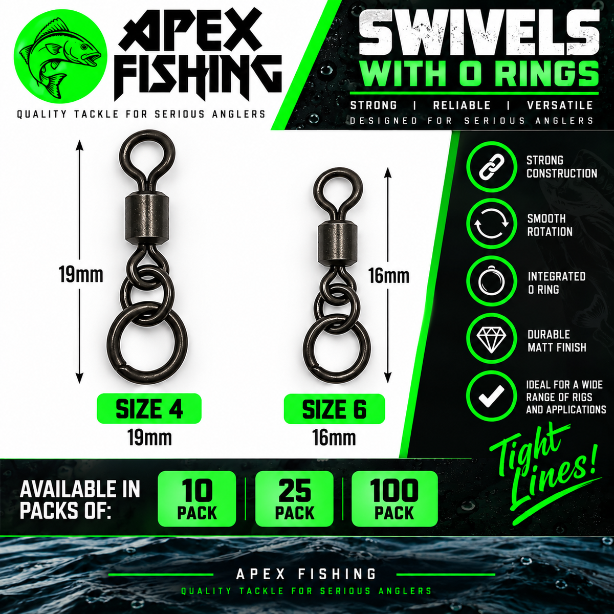 Apex Fishing Swivels with O Rings – Carp & Specimen Fishing