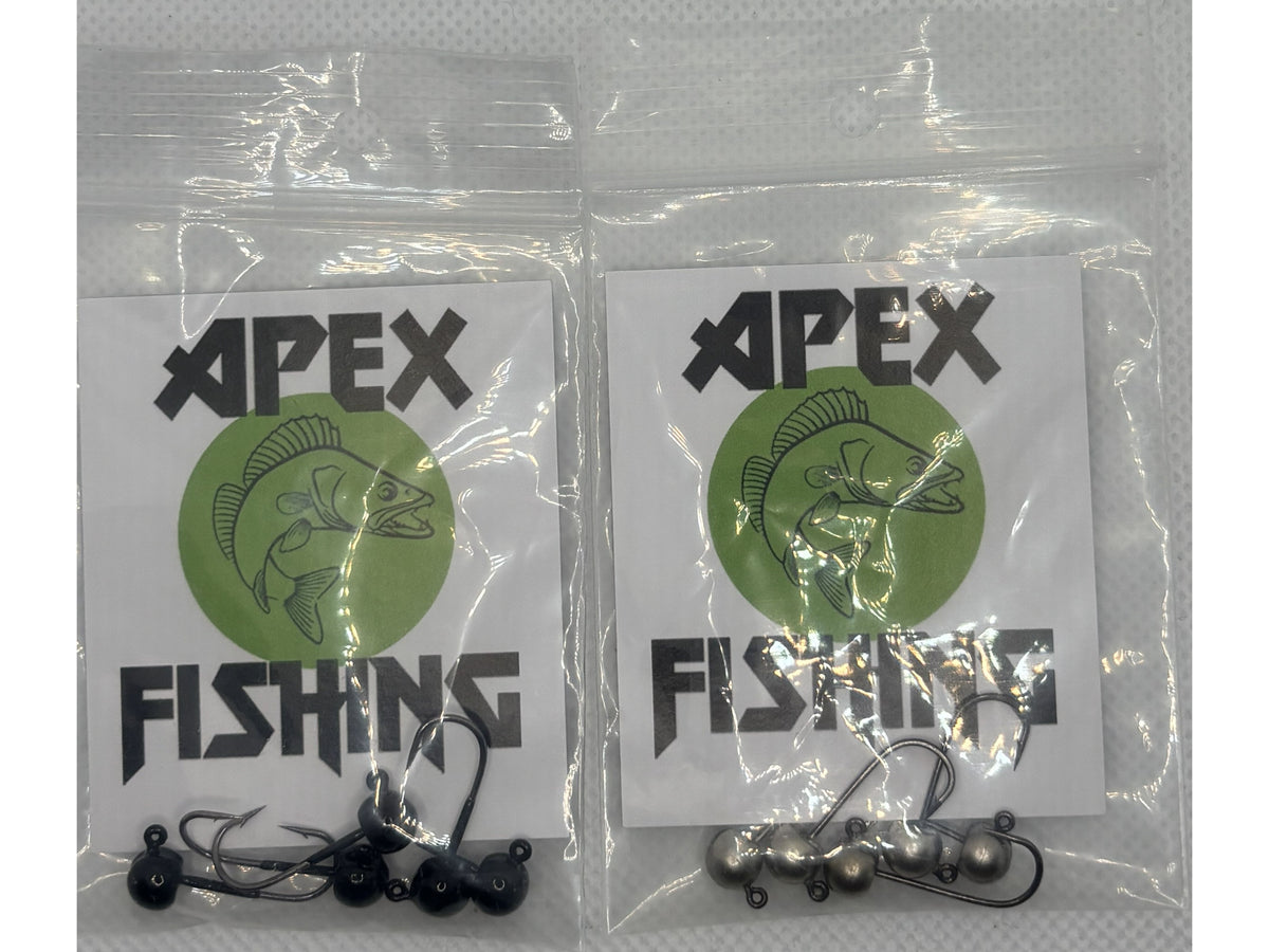 Size 6 Tungsten Jig Heads – 1.8g – Black or Chrome – Pack of 5